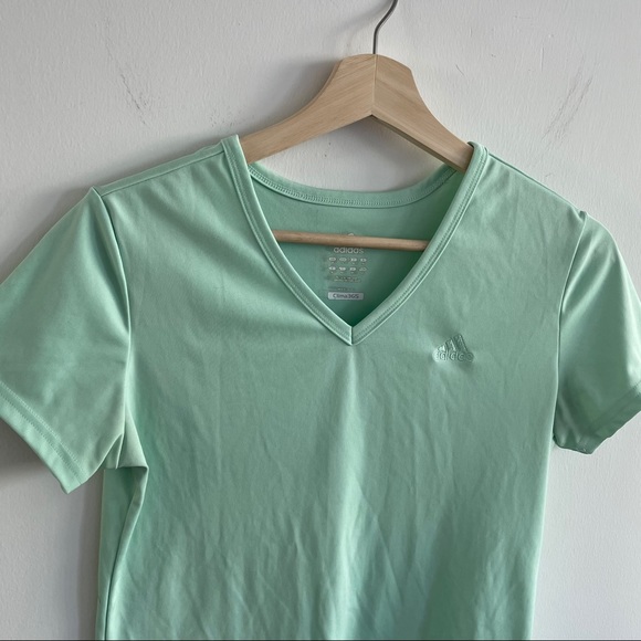 Adidas - Light Green Short Sleeve Workout Top - Picture 2 of 4